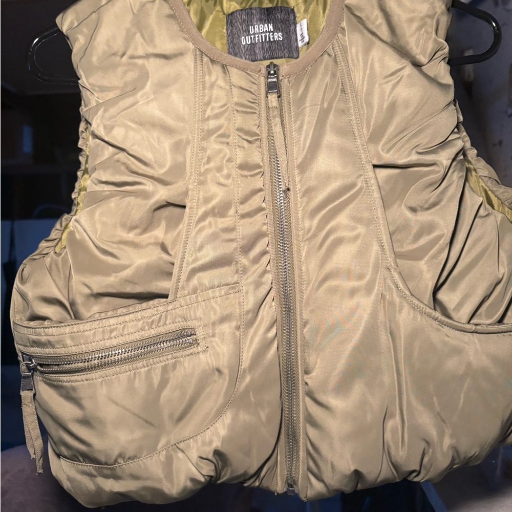 Urban Outfitters Olive Green Quilted Zip Vest